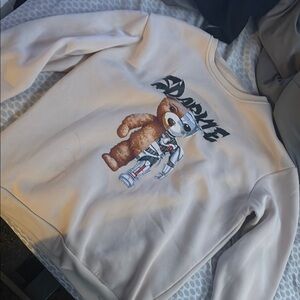 Men's Cream Sweater with Bear Graphic